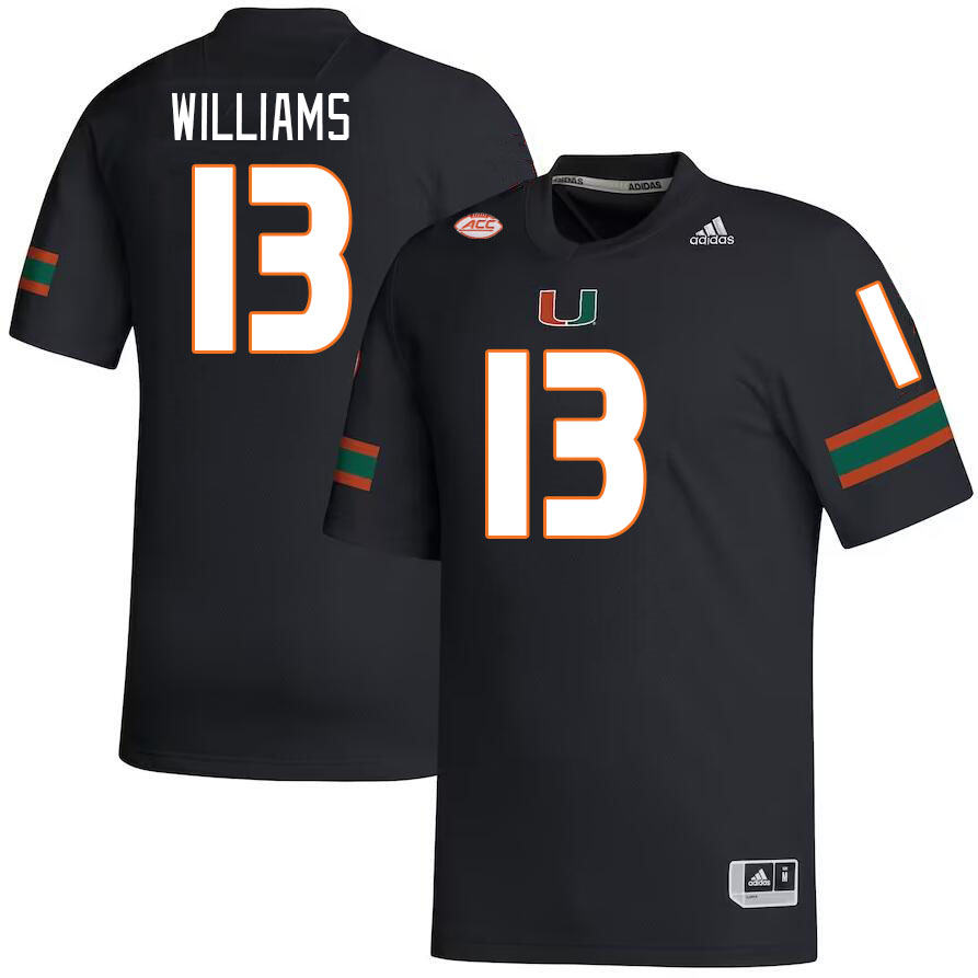 Men #13 Chantz Williams Miami Hurricanes College Football Jerseys Stitched-Black - Click Image to Close